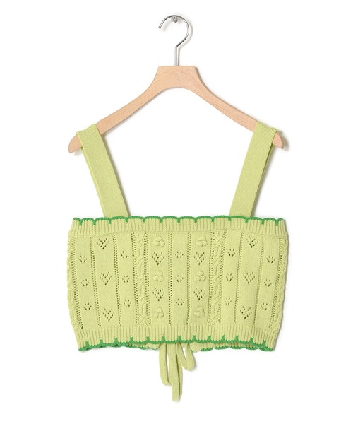 w closet(ダブルクローゼット)の「ポプコン付きスカラップ配色ビスチェ(ニット/セーター・レディース・オフホワイト/ライム・FREE)」の6枚目の写真