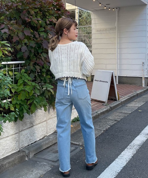 w closet(ダブルクローゼット)の「ポプコン付きスカラップ配色ビスチェ(ニット/セーター・レディース・オフホワイト/ライム・FREE)」の12枚目の写真