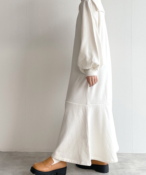 w closet（ダブルクローゼット）の「ハーフZIPスウェットマーメイドワンピース（ワンピース・レディース・グリーン/アイボリー/スミクロ/オレンジ・FREE）」の10枚目の写真