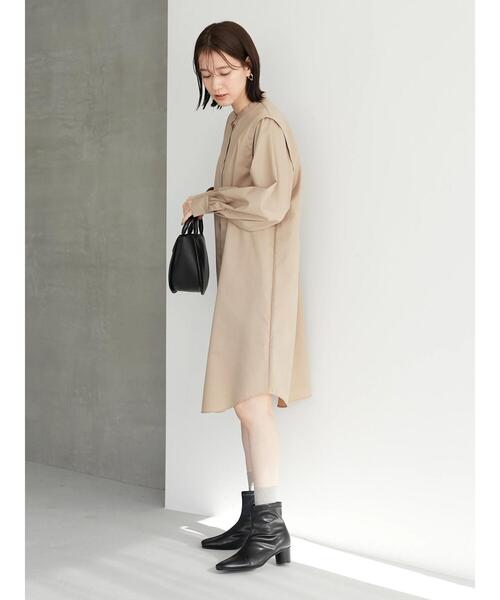 Green　Parks（グリーンパークス）の「ビエラ肩タックワンピース＊＊（ワンピース・レディース・ベージュ/サックスブルー・FREE）」の4枚目の写真