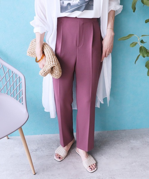 reca（レカ）の「美シルエットジョーゼットテーパードパンツ（スラックス・レディース・ブラック/ベージュ/ブルー/グリーン/ダークグリーン/パープル/グリーン系1/グリーン系2/ラベンダー・M/L）」の8枚目の写真