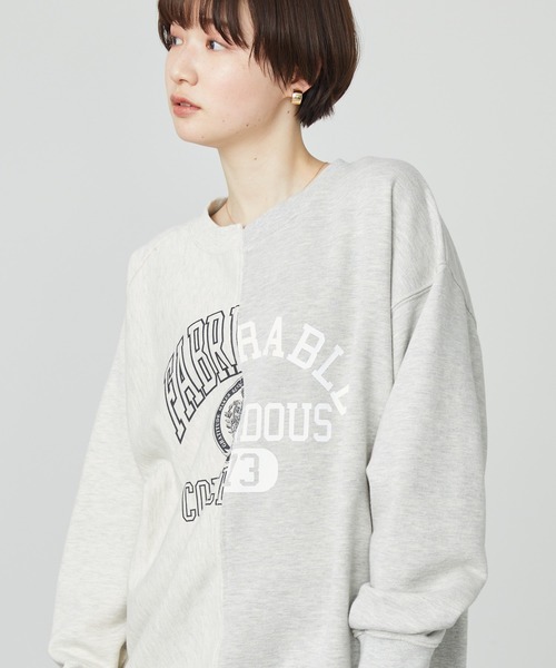 AMERICAN HOLIC（アメリカンホリック）の「切り替えロゴ裏毛プルオーバー（スウェット・レディース・ホワイト系その他/グレー系その他・FREE）」の2枚目の写真