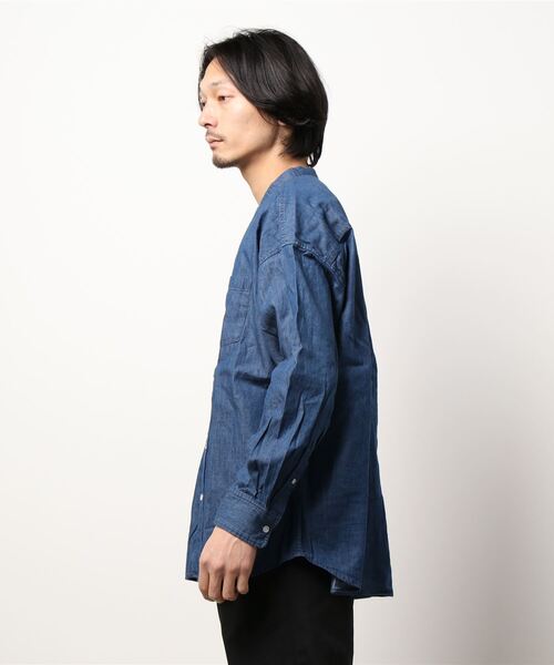 BACK NUMBER（バックナンバー）の「【BACK NUMBER】ビッグシルエットスタンドカラーシャツ（シャツ/ブラウス・メンズ・ダークインディゴブルー・S/M/L）」の9枚目の写真