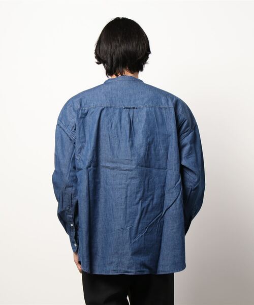 BACK NUMBER（バックナンバー）の「【BACK NUMBER】ビッグシルエットスタンドカラーシャツ（シャツ/ブラウス・メンズ・ダークインディゴブルー・S/M/L）」の4枚目の写真