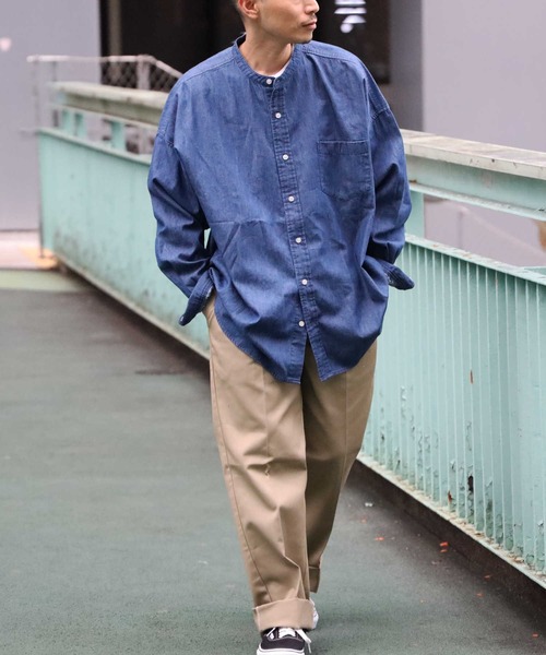 BACK NUMBER（バックナンバー）の「【BACK NUMBER】ビッグシルエットスタンドカラーシャツ（シャツ/ブラウス・メンズ・ダークインディゴブルー・S/M/L）」の8枚目の写真