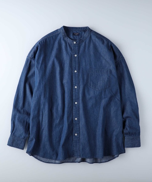 BACK NUMBER（バックナンバー）の「【BACK NUMBER】ビッグシルエットスタンドカラーシャツ（シャツ/ブラウス・メンズ・ダークインディゴブルー・S/M/L）」の6枚目の写真