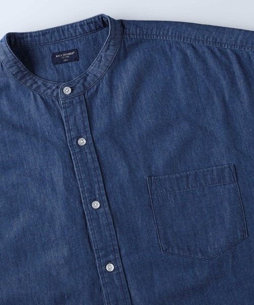 BACK NUMBER（バックナンバー）の「【BACK NUMBER】ビッグシルエットスタンドカラーシャツ（シャツ/ブラウス・メンズ・ダークインディゴブルー・S/M/L）」の5枚目の写真