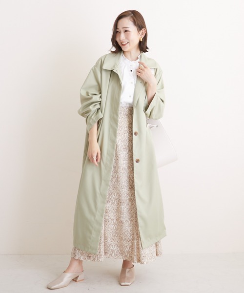 PAPAVER（パパヴェル）の「【PAPAVER】Eツイルステンカラーコート（ステンカラーコート・レディース・ブラック/ライトグリーン/クリーム/ベージュ系その他・MEDIUM）」の4枚目の写真