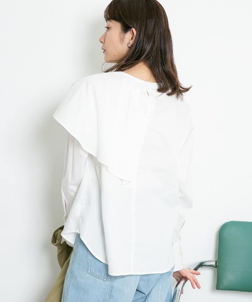 KBF（ケイビーエフ）の「アシメマントブラウス（シャツ/ブラウス・レディース・オフホワイト/ベージュ系その他/ブルー系その他/ブラック・ONE）」の11枚目の写真
