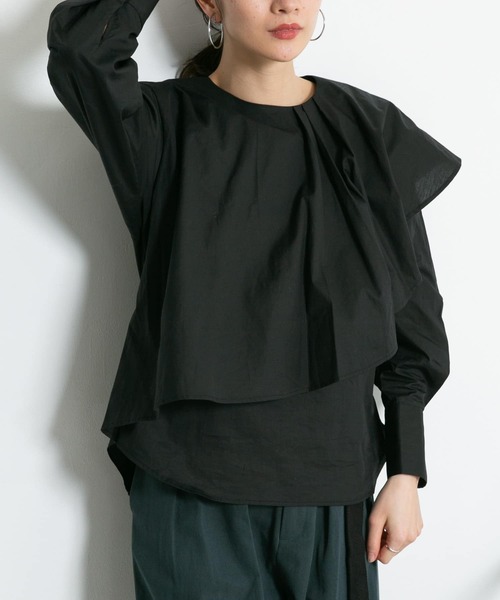 KBF（ケイビーエフ）の「アシメマントブラウス（シャツ/ブラウス・レディース・オフホワイト/ベージュ系その他/ブルー系その他/ブラック・ONE）」の17枚目の写真