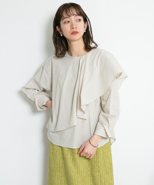 KBF（ケイビーエフ）の「アシメマントブラウス（シャツ/ブラウス・レディース・オフホワイト/ベージュ系その他/ブルー系その他/ブラック・ONE）」の13枚目の写真