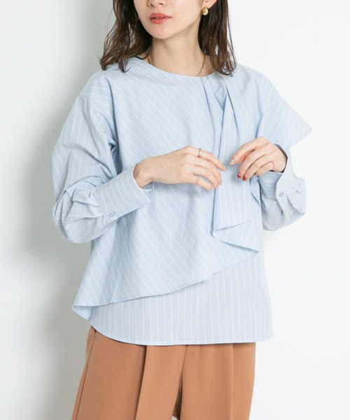 KBF（ケイビーエフ）の「アシメマントブラウス（シャツ/ブラウス・レディース・オフホワイト/ベージュ系その他/ブルー系その他/ブラック・ONE）」の14枚目の写真