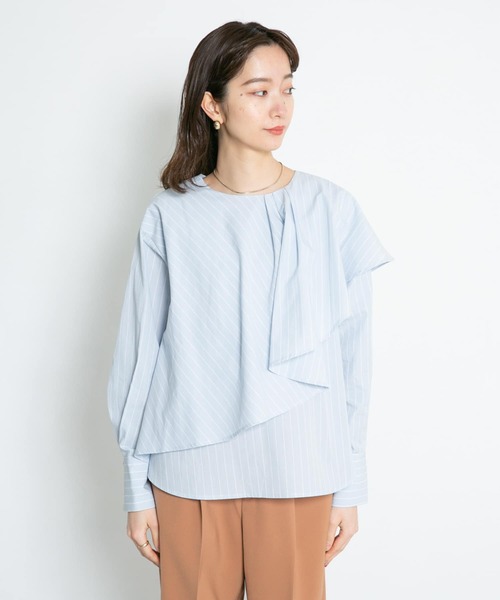 KBF（ケイビーエフ）の「アシメマントブラウス（シャツ/ブラウス・レディース・オフホワイト/ベージュ系その他/ブルー系その他/ブラック・ONE）」の15枚目の写真