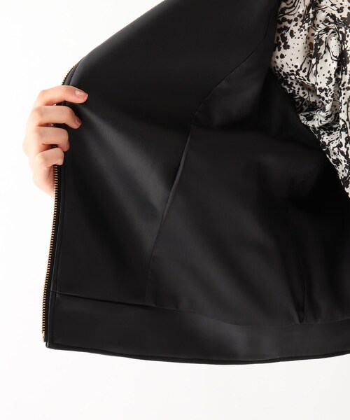 OPAQUE.CLIP（オペークドットクリップ）の「◆シンセティックレザー ライダースジャケット（ライダースジャケット・レディース・ベージュ/ブラック・40/36/34/42/38）」の9枚目の写真