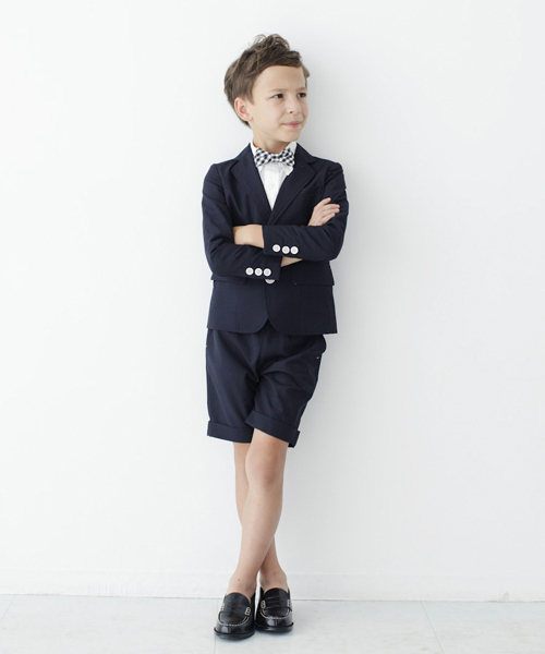 Smoothy(スムージー)の「Smoothy Set up Suit (ショーツ) / スムージー セットアップスーツ (ショーツ)(セットアップ・キッズ・ダークネイビー/ブラック・110/100/120/130)」の1枚目の写真