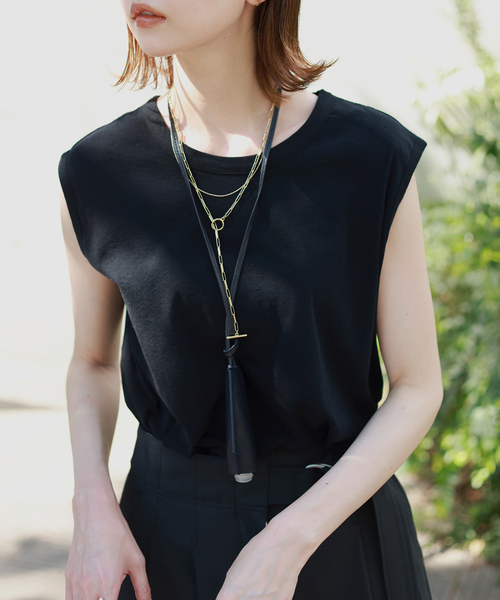 SLOBE IENA(スローブイエナ)の「ハイスピン天竺タンク(タンクトップ・レディース・ホワイト/ブラック/ブラウン/オレンジ/ブルー系その他・FREE)」の3枚目の写真