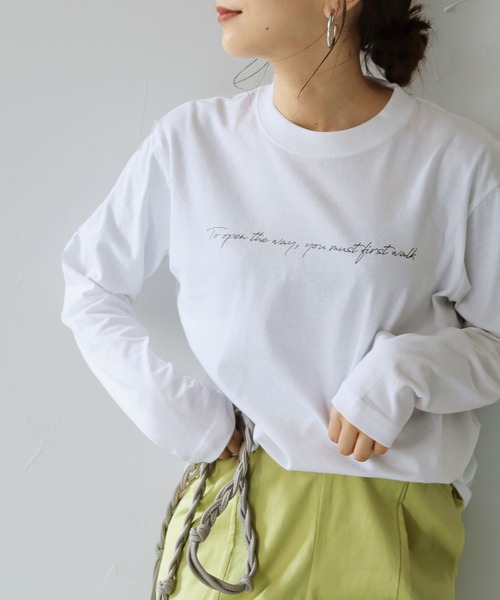 HER CLOSET(ハークローゼット)の「【shemoshelly】5.6オンス片面プリントロゴロンT(Tシャツ/カットソー・レディース・ホワイト/ブラック・S)」の2枚目の写真