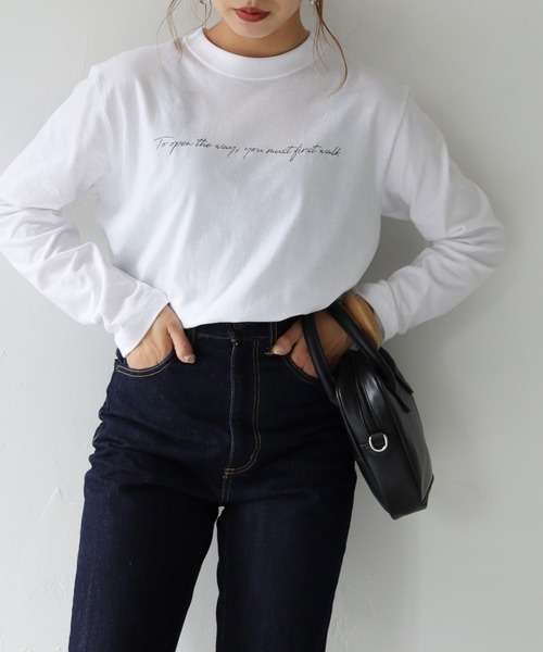 HER CLOSET(ハークローゼット)の「【shemoshelly】5.6オンス片面プリントロゴロンT(Tシャツ/カットソー・レディース・ホワイト/ブラック・S)」の12枚目の写真