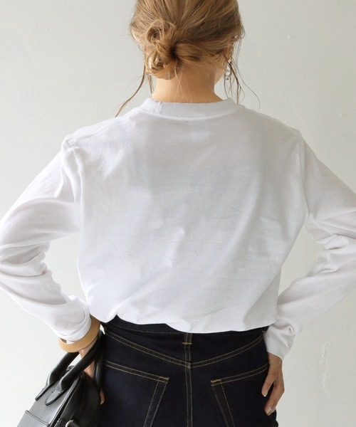 HER CLOSET(ハークローゼット)の「【shemoshelly】5.6オンス片面プリントロゴロンT(Tシャツ/カットソー・レディース・ホワイト/ブラック・S)」の13枚目の写真