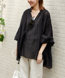 シルクコットンギャザーブラウス