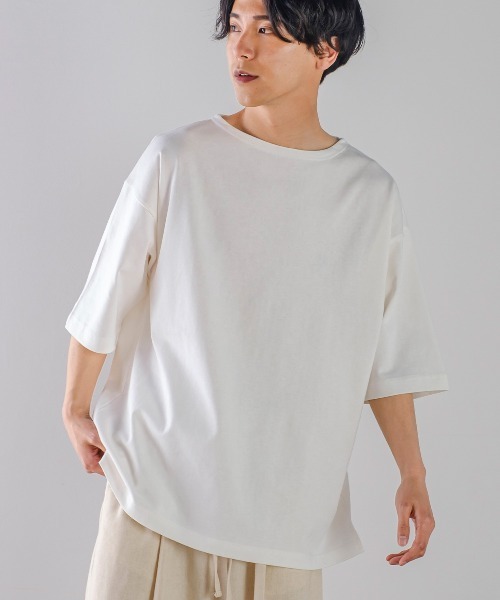 improves(インプローブス)の「USコットン ワイドシルエット 半袖バスクシャツ(Tシャツ/カットソー・メンズ・ブラック/オフホワイト/ブルー/A/B/C・MEDIUM/LARGE)」の2枚目の写真