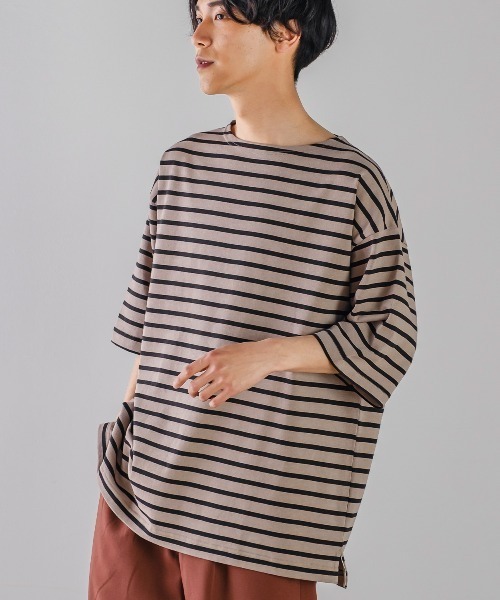 improves(インプローブス)の「USコットン ワイドシルエット 半袖バスクシャツ(Tシャツ/カットソー・メンズ・ブラック/オフホワイト/ブルー/A/B/C・MEDIUM/LARGE)」の6枚目の写真