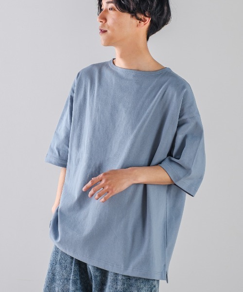 improves(インプローブス)の「USコットン ワイドシルエット 半袖バスクシャツ(Tシャツ/カットソー・メンズ・ブラック/オフホワイト/ブルー/A/B/C・MEDIUM/LARGE)」の4枚目の写真