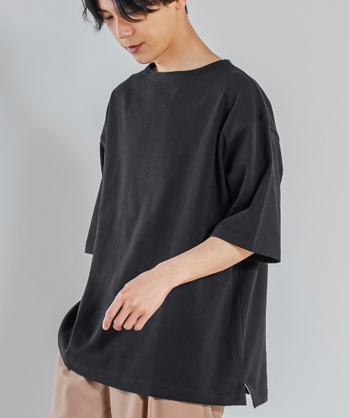 improves(インプローブス)の「USコットン ワイドシルエット 半袖バスクシャツ(Tシャツ/カットソー・メンズ・ブラック/オフホワイト/ブルー/A/B/C・MEDIUM/LARGE)」の3枚目の写真