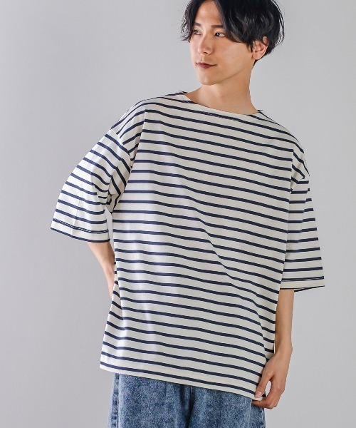 improves(インプローブス)の「USコットン ワイドシルエット 半袖バスクシャツ(Tシャツ/カットソー・メンズ・ブラック/オフホワイト/ブルー/A/B/C・MEDIUM/LARGE)」の11枚目の写真