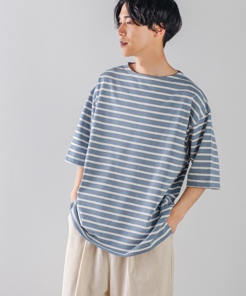 improves(インプローブス)の「USコットン ワイドシルエット 半袖バスクシャツ(Tシャツ/カットソー・メンズ・ブラック/オフホワイト/ブルー/A/B/C・MEDIUM/LARGE)」の12枚目の写真