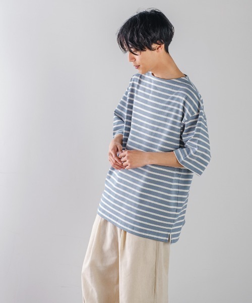 improves(インプローブス)の「USコットン ワイドシルエット 半袖バスクシャツ(Tシャツ/カットソー・メンズ・ブラック/オフホワイト/ブルー/A/B/C・MEDIUM/LARGE)」の9枚目の写真