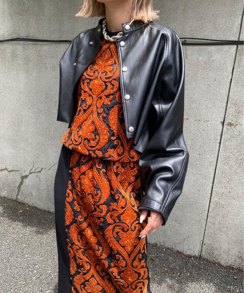 ROUND SHORT SYNTHETIC LEATHER JACKET（その他アウター