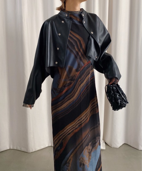 ROUND SHORT SYNTHETIC LEATHER JACKET（その他アウター