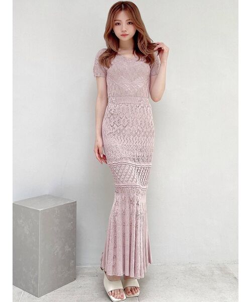 RESEXXY(リゼクシー)の「クロシェニットマーメイドワンピース(ワンピース・レディース・ブラック/ピンク/ブルー/アイボリー・FREE)」の6枚目の写真