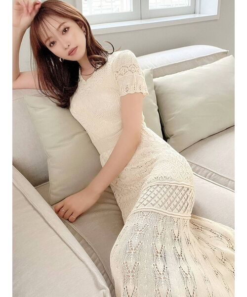 RESEXXY(リゼクシー)の「クロシェニットマーメイドワンピース(ワンピース・レディース・ブラック/ピンク/ブルー/アイボリー・FREE)」の8枚目の写真