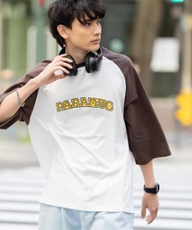 オーバーサイズ 別注 カレッジロゴプリントラグランビッグTシャツ