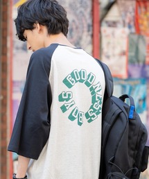 オーバーサイズ 別注 カレッジロゴプリントラグランビッグTシャツ