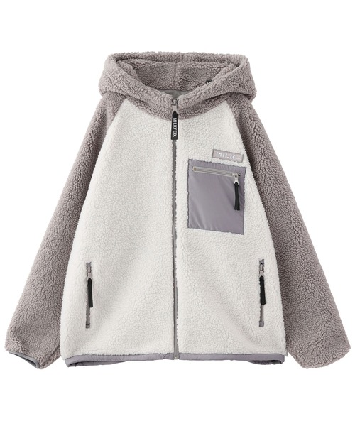 MILKFED.（ミルクフェド）の「BOA ZIP UP BICOLOR HOODED JACKET（ブルゾン・レディース・グレー/ベージュ・M/S）」の2枚目の写真