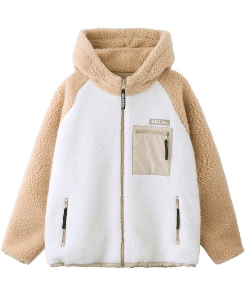 MILKFED.（ミルクフェド）の「BOA ZIP UP BICOLOR HOODED JACKET（ブルゾン・レディース・グレー/ベージュ・M/S）」の3枚目の写真