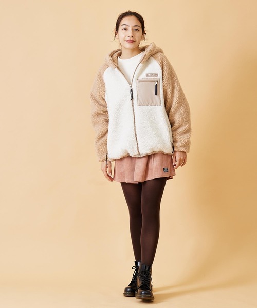 MILKFED.（ミルクフェド）の「BOA ZIP UP BICOLOR HOODED JACKET（ブルゾン・レディース・グレー/ベージュ・M/S）」の20枚目の写真