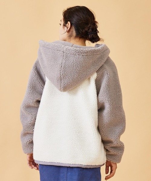 MILKFED.（ミルクフェド）の「BOA ZIP UP BICOLOR HOODED JACKET（ブルゾン・レディース・グレー/ベージュ・M/S）」の17枚目の写真