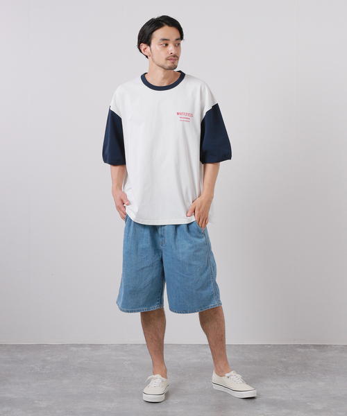 JOURNAL STANDARD(ジャーナルスタンダード)の「【WHITE FIELD/ホワイトフィールド】別注 ヴィンテージ トリミングTシャツ(Tシャツ/カットソー・メンズ・ネイビー/グリーン/ブルー系その他・MEDIUM/LARGE)」の4枚目の写真