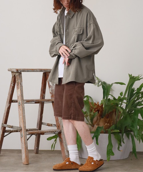 REMI RELIEF/レミレリーフ ワイド ミリタリー 長袖シャツ (ヤシ