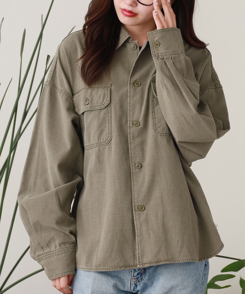 REMI RELIEF（レミレリーフ）の「REMI RELIEF/レミレリーフ ワイド ミリタリー 長袖シャツ (ヤシの木)（シャツ/ブラウス・メンズ・チャコールグレー/カーキ・XL/M/L/S）」の22枚目の写真