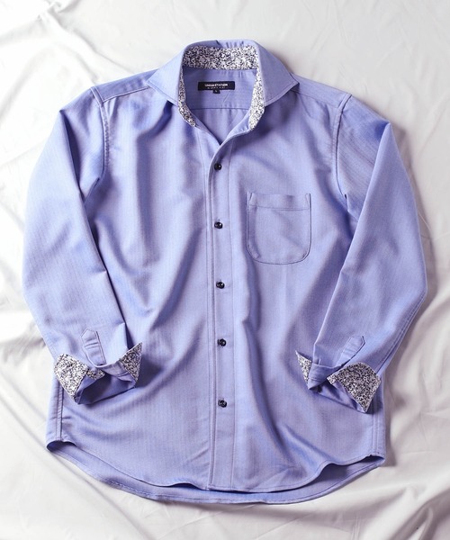 UNION STATION（ユニオンステーション）の「【EFFORTLESS】ヘリンボン柄カッタウェイシャツ/スキッパーシャツ（シャツ/ブラウス・メンズ・ホワイト/ブラック/ブルー・LL/M/L）」の9枚目の写真