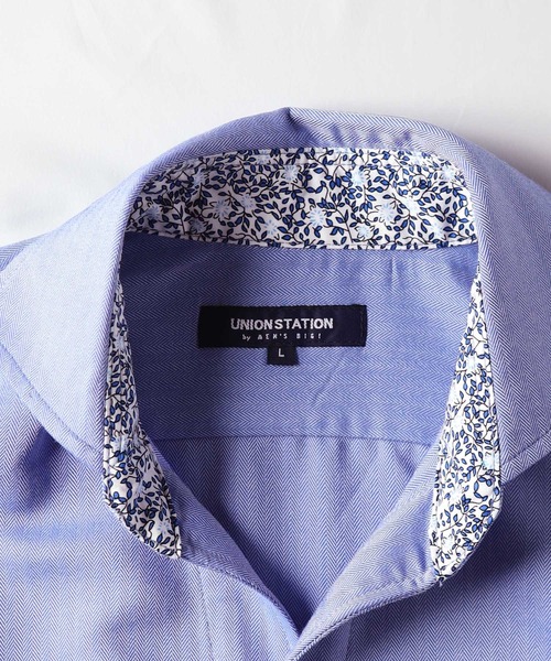 UNION STATION（ユニオンステーション）の「【EFFORTLESS】ヘリンボン柄カッタウェイシャツ/スキッパーシャツ（シャツ/ブラウス・メンズ・ホワイト/ブラック/ブルー・LL/M/L）」の5枚目の写真