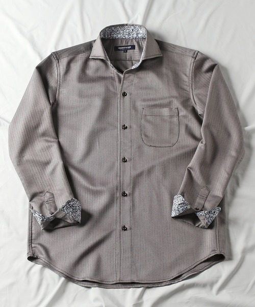 UNION STATION（ユニオンステーション）の「【EFFORTLESS】ヘリンボン柄カッタウェイシャツ/スキッパーシャツ（シャツ/ブラウス・メンズ・ホワイト/ブラック/ブルー・LL/M/L）」の10枚目の写真