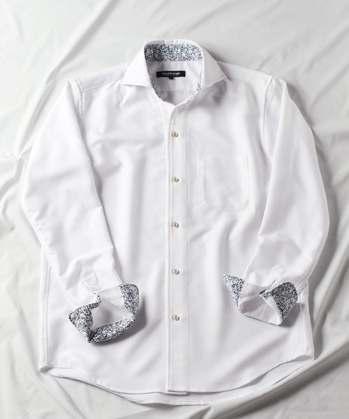 UNION STATION（ユニオンステーション）の「【EFFORTLESS】ヘリンボン柄カッタウェイシャツ/スキッパーシャツ（シャツ/ブラウス・メンズ・ホワイト/ブラック/ブルー・LL/M/L）」の4枚目の写真