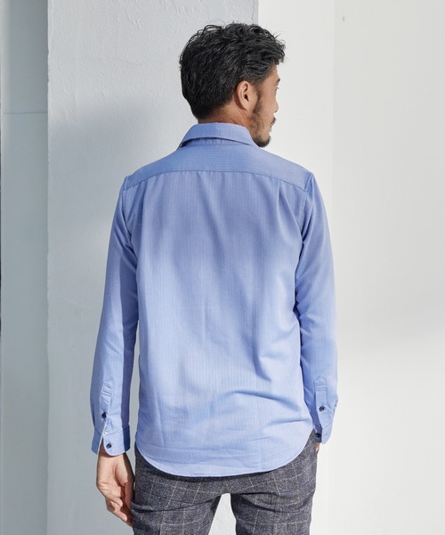 UNION STATION（ユニオンステーション）の「【EFFORTLESS】ヘリンボン柄カッタウェイシャツ/スキッパーシャツ（シャツ/ブラウス・メンズ・ホワイト/ブラック/ブルー・LL/M/L）」の22枚目の写真