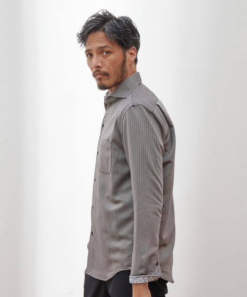 UNION STATION（ユニオンステーション）の「【EFFORTLESS】ヘリンボン柄カッタウェイシャツ/スキッパーシャツ（シャツ/ブラウス・メンズ・ホワイト/ブラック/ブルー・LL/M/L）」の19枚目の写真